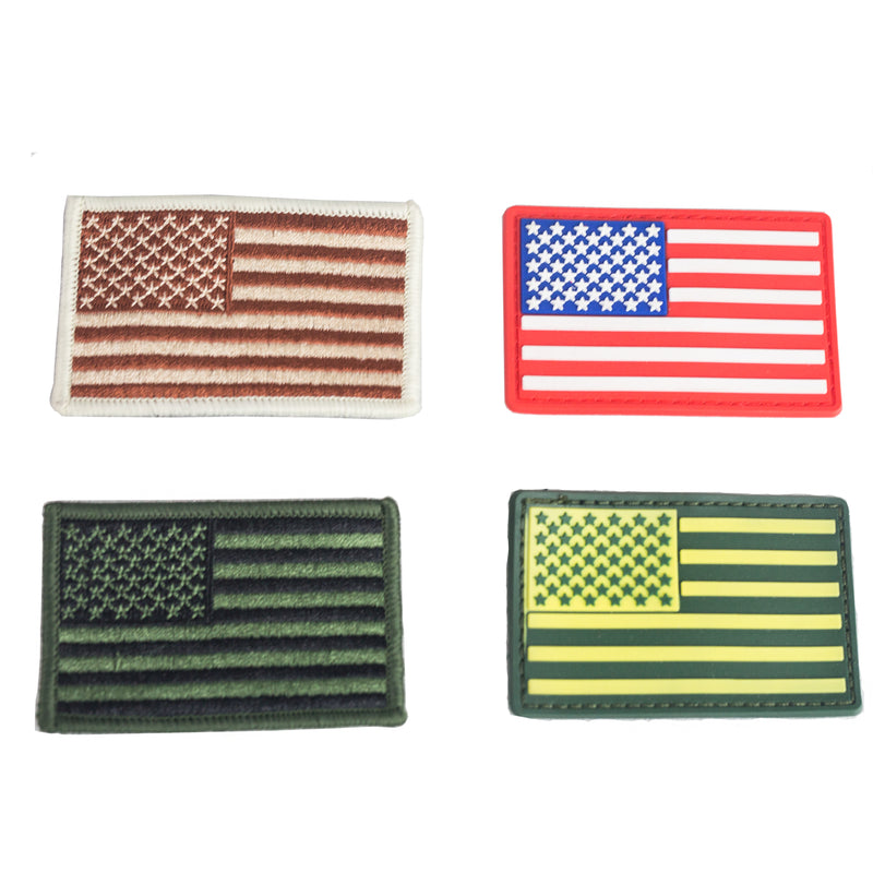 Tactical USA Flag Patch with Detachable Backing - Black & White